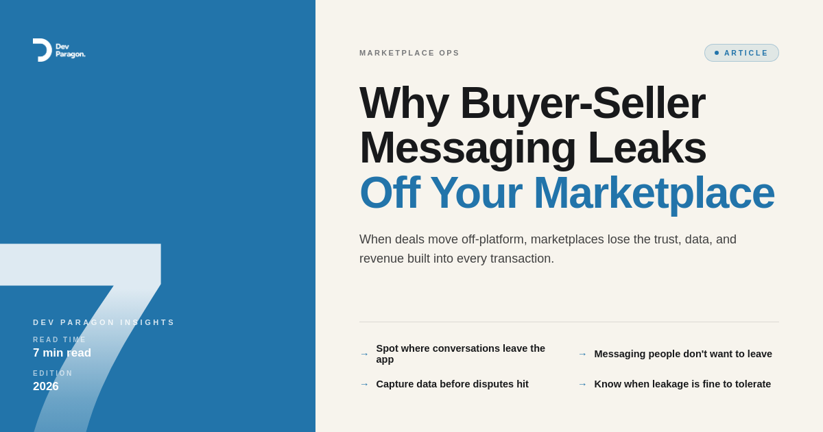 Why Buyer-Seller Messaging Leaks Off Your Marketplace