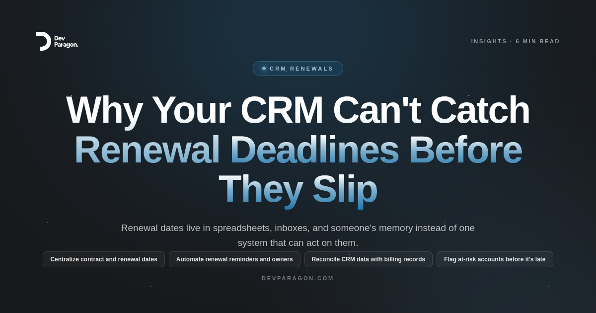 Why Your CRM Can't Catch Renewal Deadlines Before They Slip