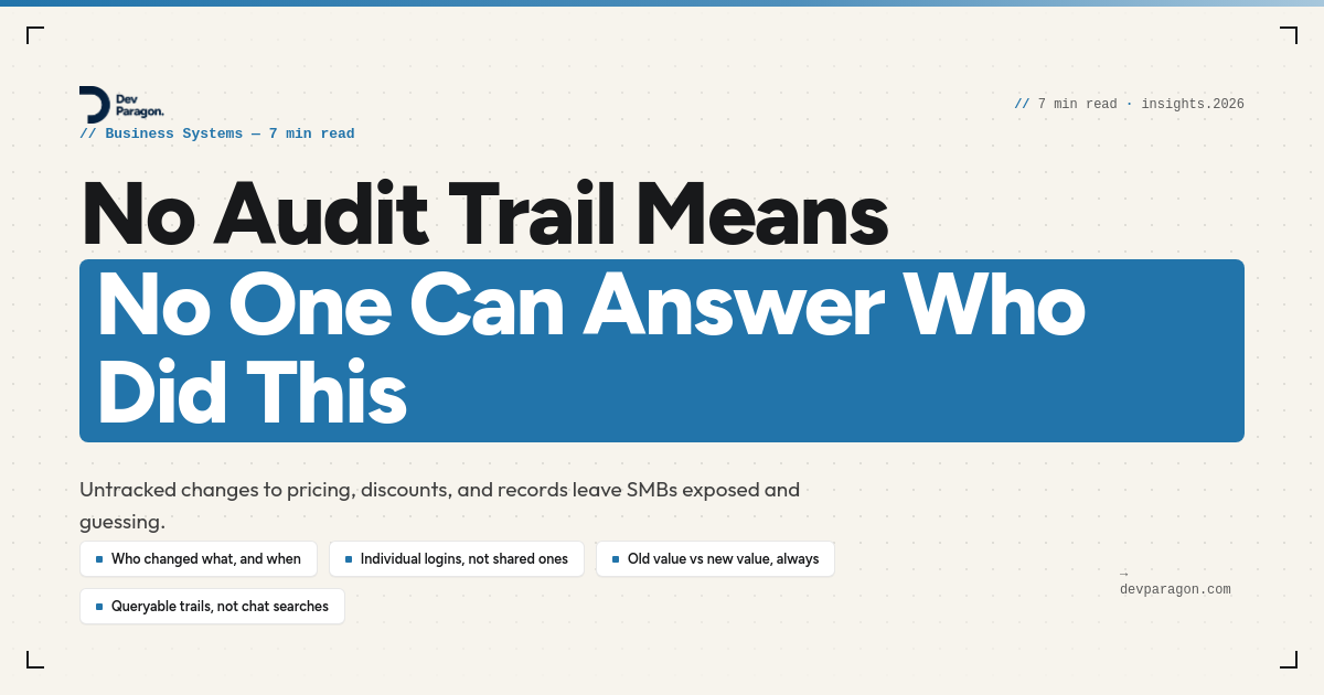 No Audit Trail Means No One Can Answer Who Did This
