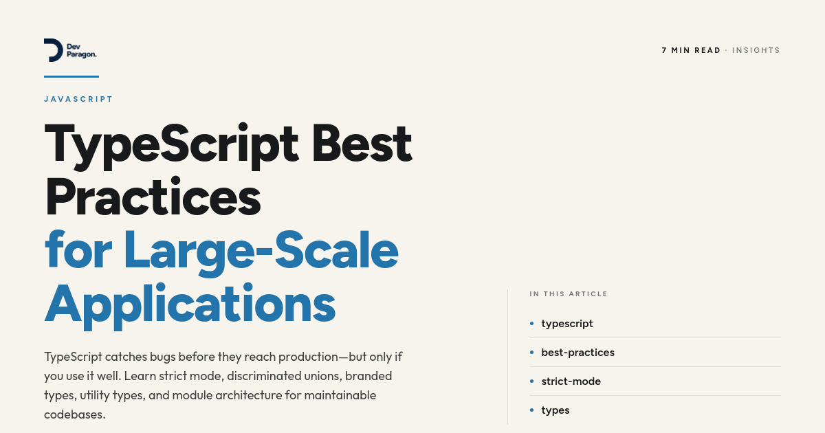 TypeScript Best Practices for Large-Scale Applications