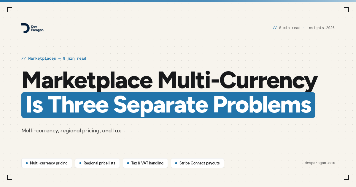 Marketplace Multi-Currency Is Three Separate Problems